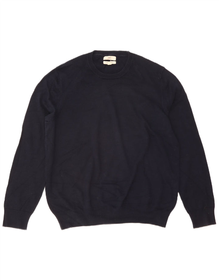 Marks & Spencer Mens Crew Neck Jumper Sweater XL Navy Blue Cotton