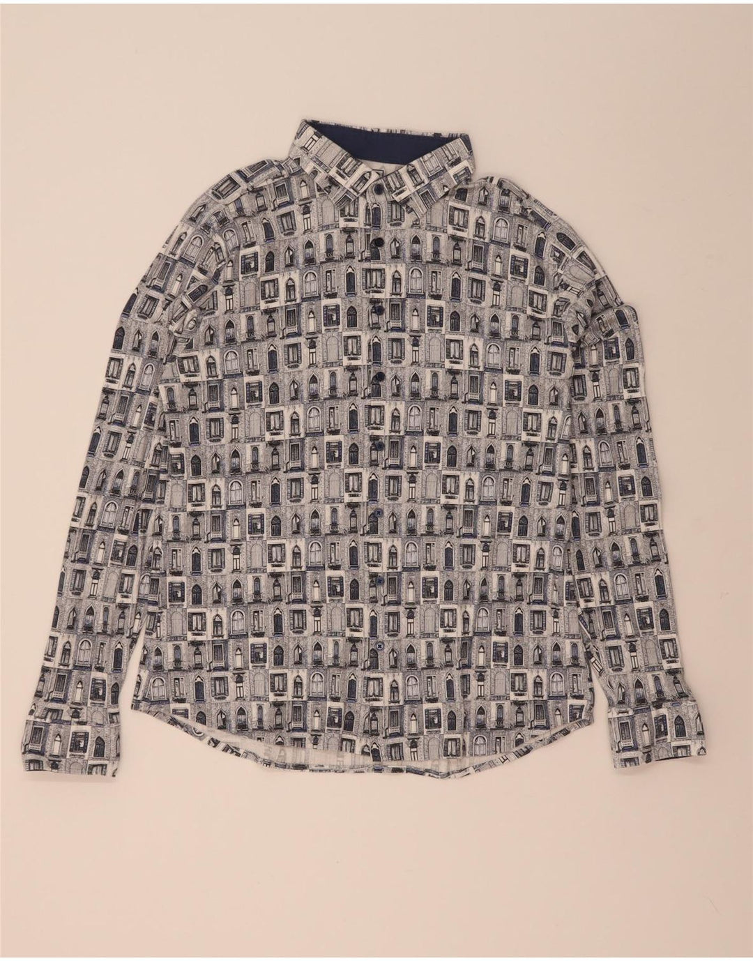 Desoto Chemise à motif abstrait pour hommes, grand coton bleu