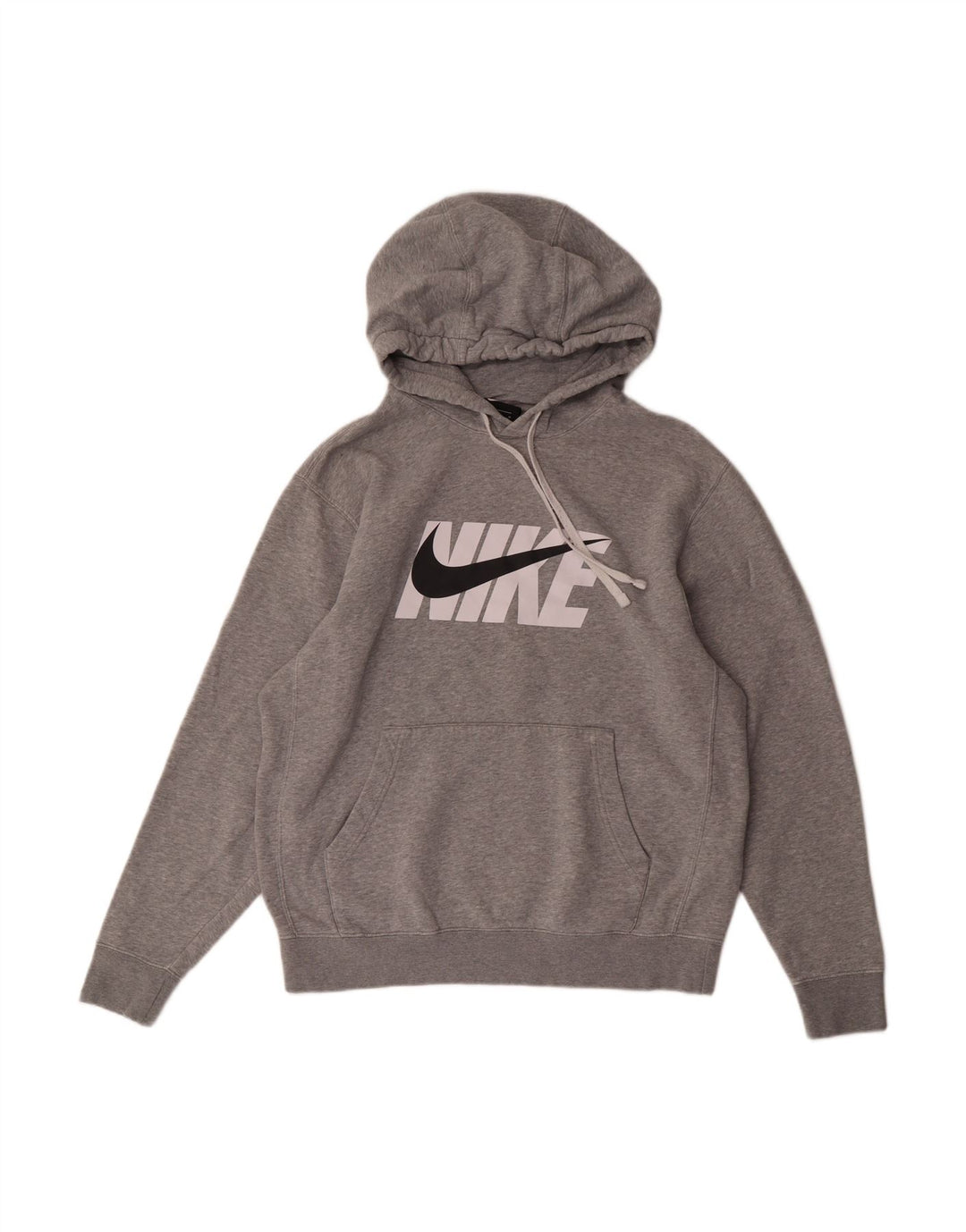 NIKE Mens Graphic Hoodie Jumper Medium Grey Cotton