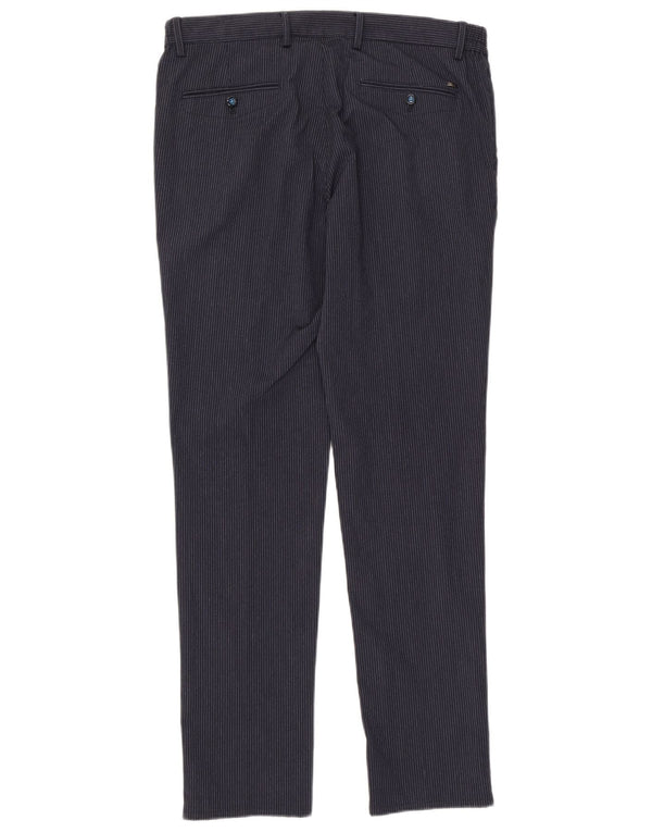 Massimo Dutti Mens Chino Trousers EU 44 Large W34 L33 Navy Blue Striped