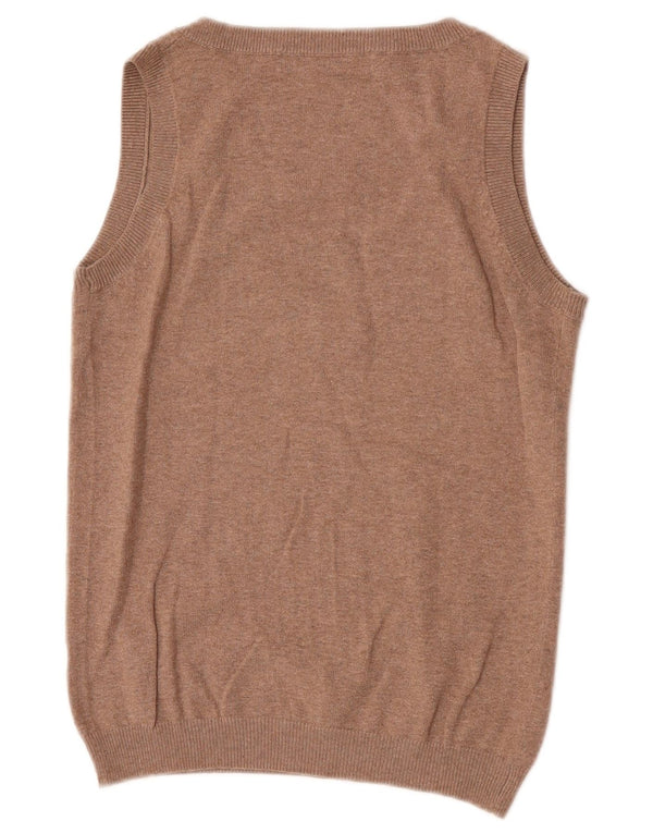 Zara Womens Vest Tank Top UK 12 Coton moucheté marron moyen