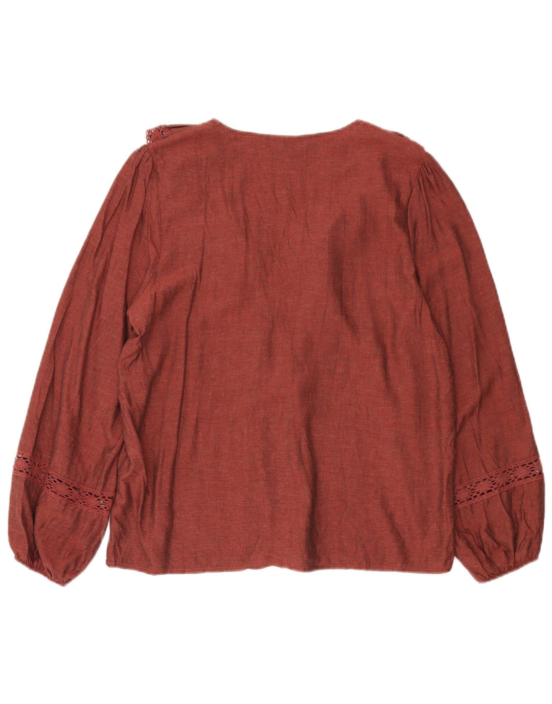 Zara Womens Ruffle Front Oversized Blouse Top UK 10 Small Red Viscose