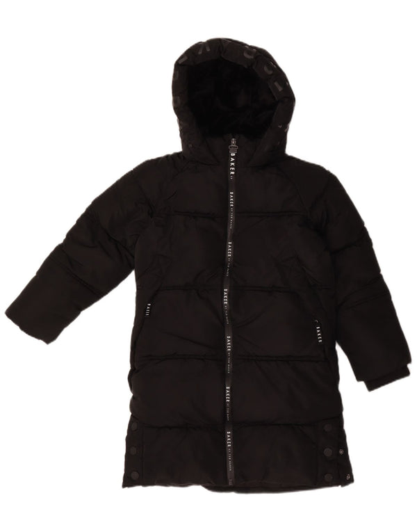 Ted Baker Girls Grafisk hættepolstret frakke 7-8 år sort polyester