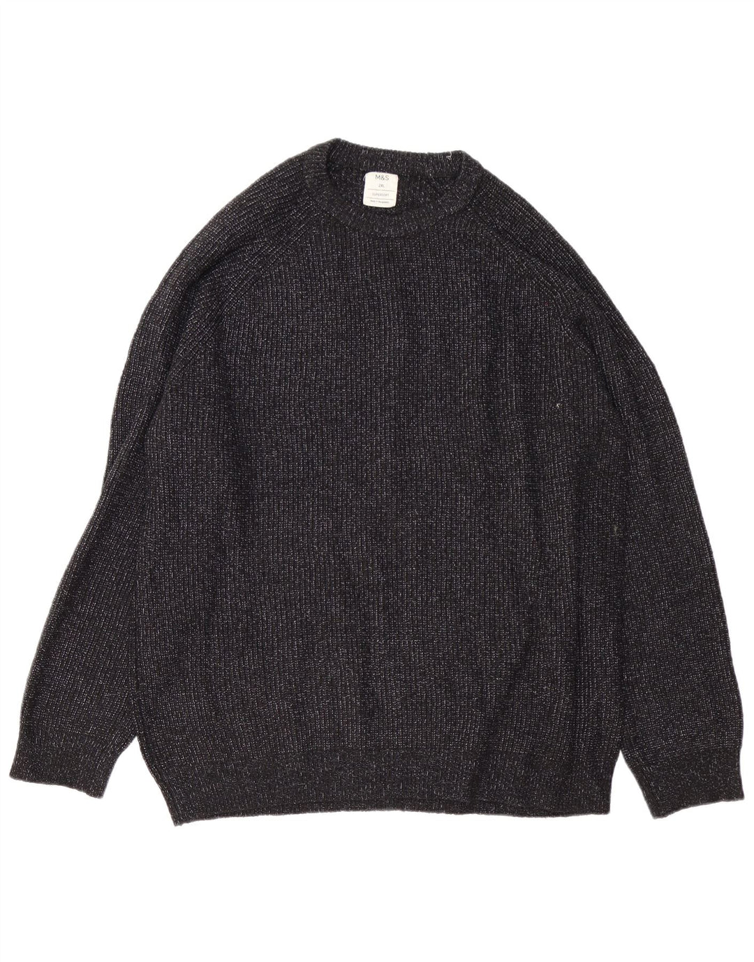Marks & Spencer Mens Crew Neck Jumper Sweater 2XL Black Flecked Polyamide
