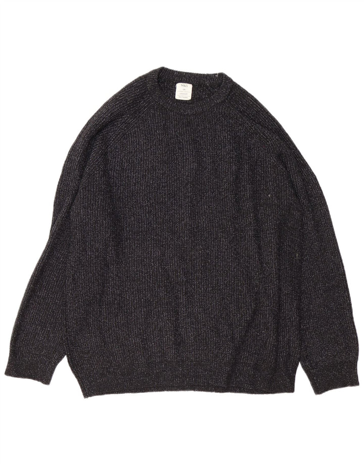 Marks & Spencer Mens Crew Neck Jumper Sweater 2XL Black Flecked Polyamide