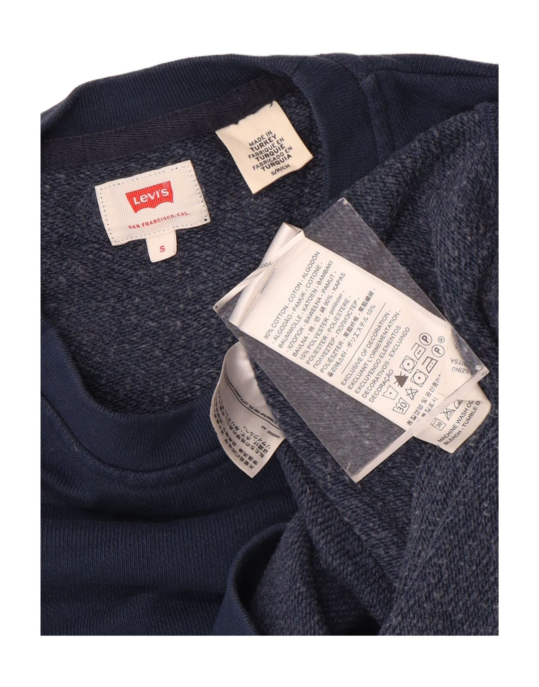 LEVI'S Mens Graphic Sweatshirt Jumper Small Navy Blue Cotton