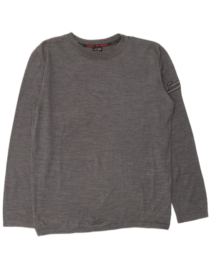 ARMANI JEANS Mens Crew Neck Jumper Sweater 2XL Grey Wool