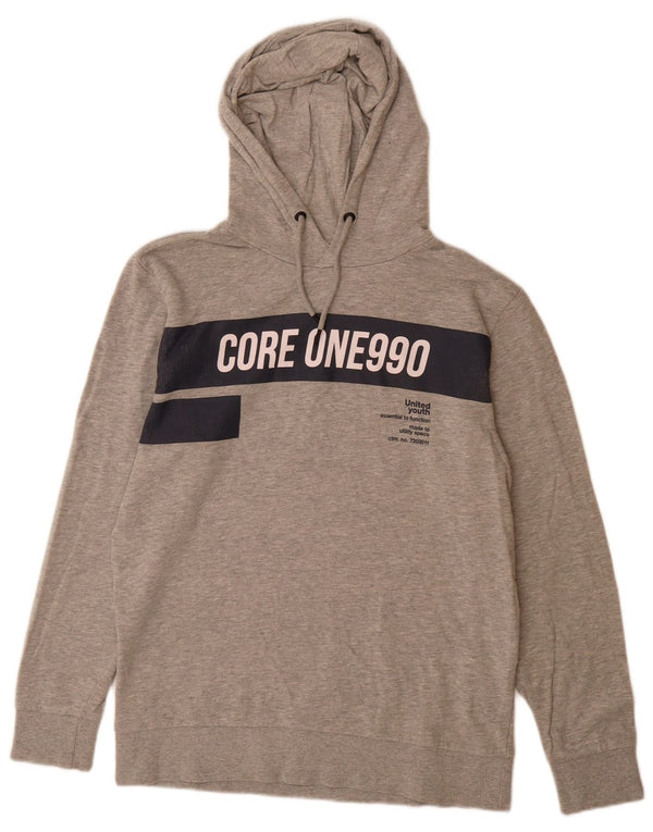 Мужской джемпер с капюшоном Jack & Jones с рисунком, большой серый, хлопок с цветными блоками