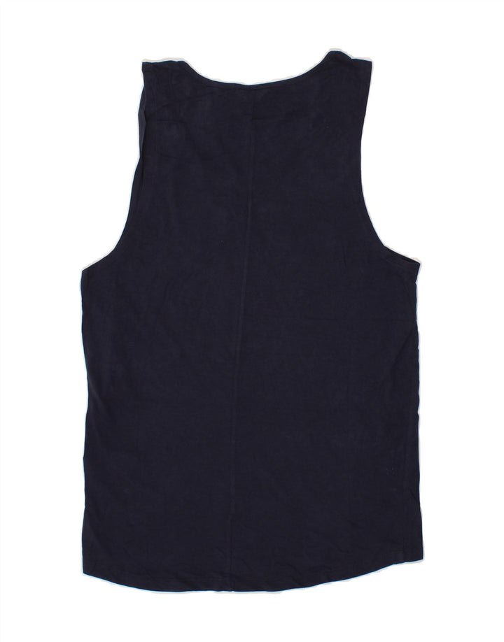 JACK & JONES Mens Core Graphic Vest Top Medium Navy Blue Cotton Vintage Jack & Jones and Second-Hand Jack & Jones from Messina Hembry 