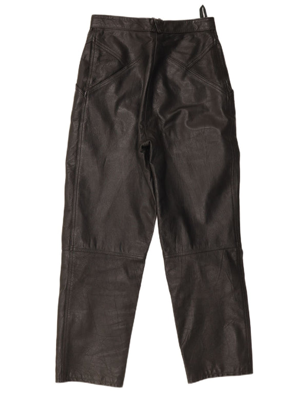 Pantalones de cuero vintage para mujer W28 L30 Negro