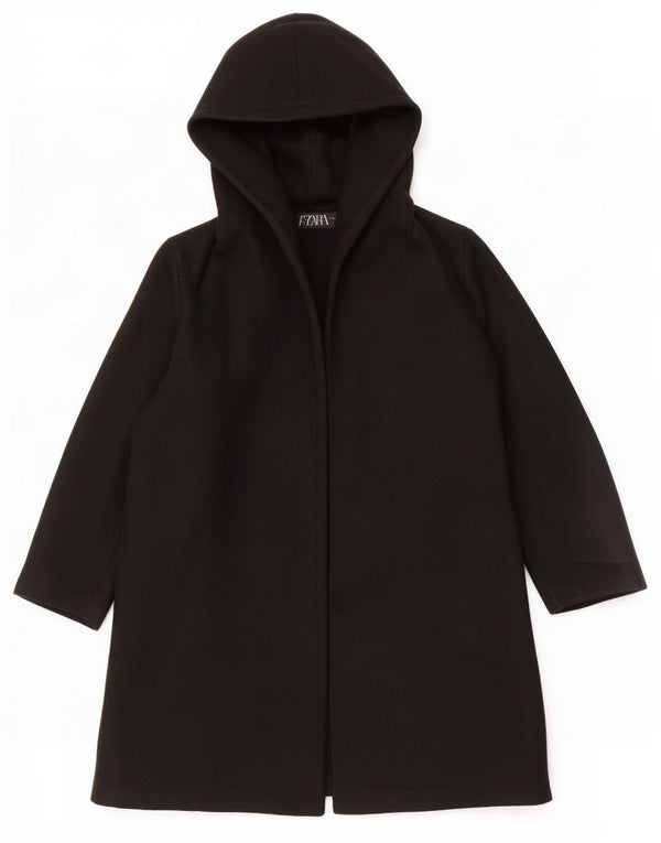Zara Abrigo abierto con capucha para mujer UK 44 Poliéster negro mediano