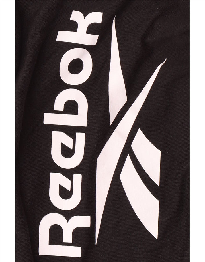 REEBOK Womens Crop Graphic T-Shirt Top UK 14 Medium Black Vintage Reebok and Second-Hand Reebok from Messina Hembry 