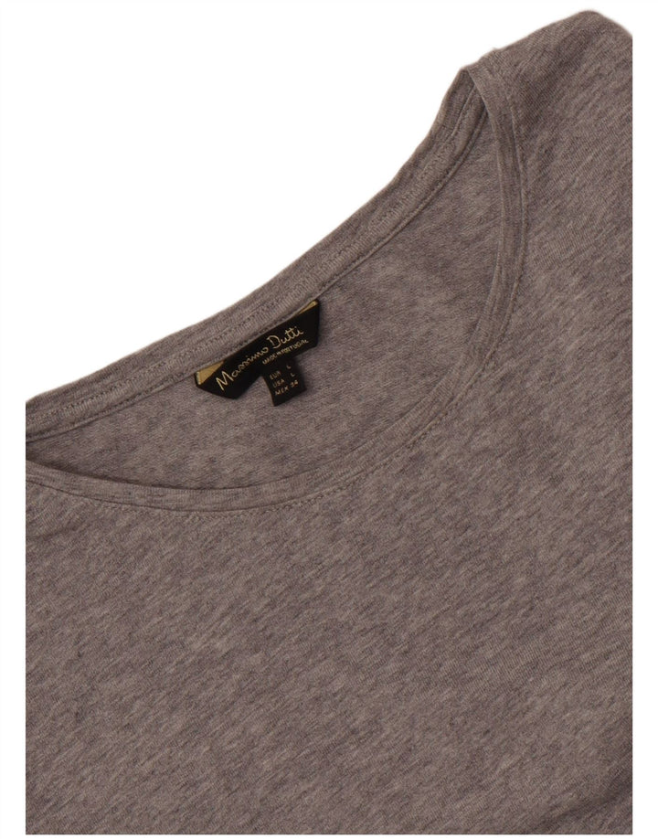 Massimo Dutti Womens T-Shirt Top UK 14 Large Grey Flecked