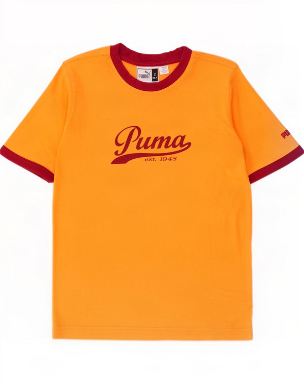 Puma T-Shirt Graphique Homme Petit Orange Colorblock Coton
