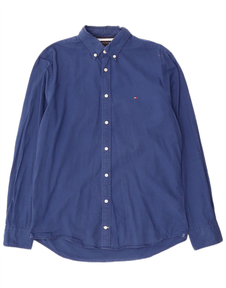 Cămașă pentru bărbați Tommy Hilfiger, de culoare normală, din bumbac albastru mediu