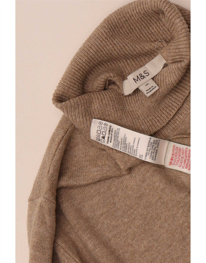 Marks & Spencer Womens Oversized Roll Neck Jumper Sweater UK 6 XS Beige