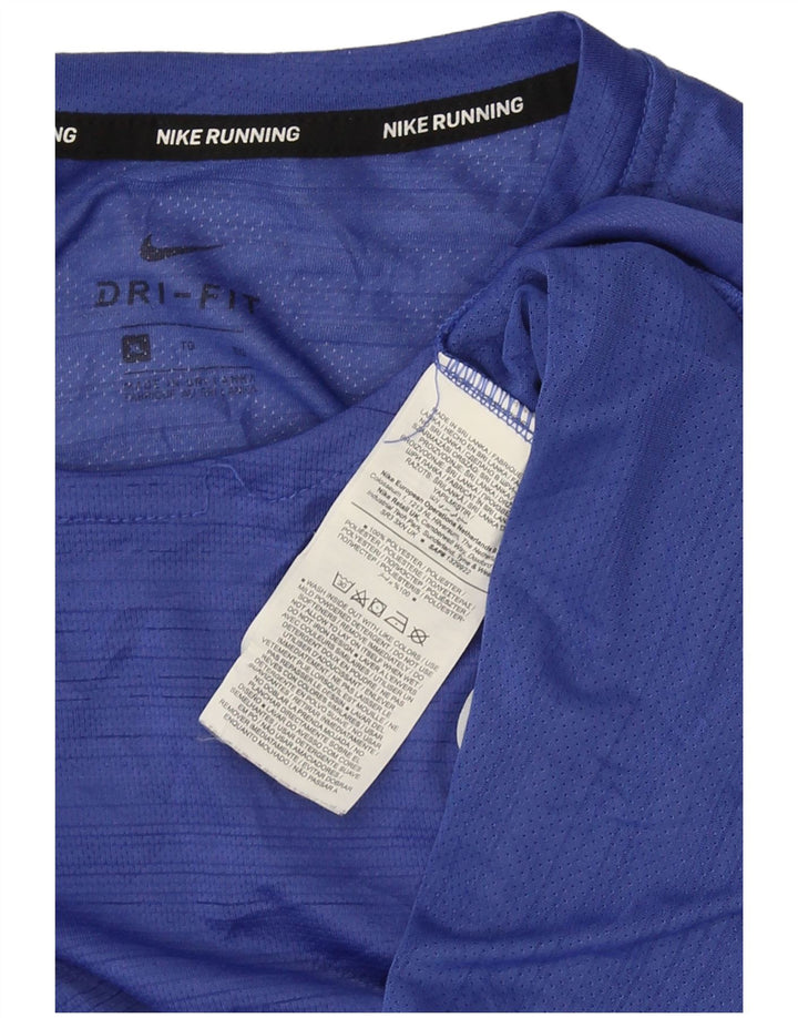 Nike Mens Dri Fit T-Shirt Top XL Blue Striped Polyester