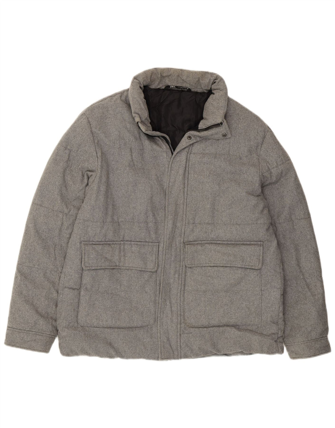 Мужская стеганая куртка Zara UK 42 XL, серый полиэстер