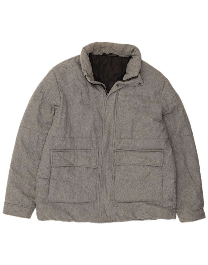 Мужская стеганая куртка Zara UK 42 XL, серый полиэстер