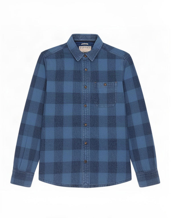 Fat Face Mens Flannel Shirt Small Blue Check Cotton