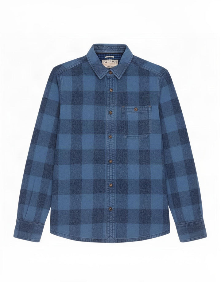 Fat Face Mens Flannel Shirt Small Blue Check Cotton