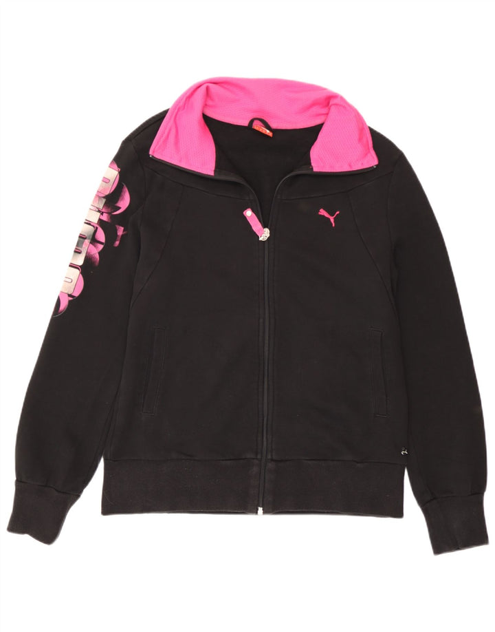 Jachetă de top cu trening grafic Puma pentru femei UK 14 Medium Black