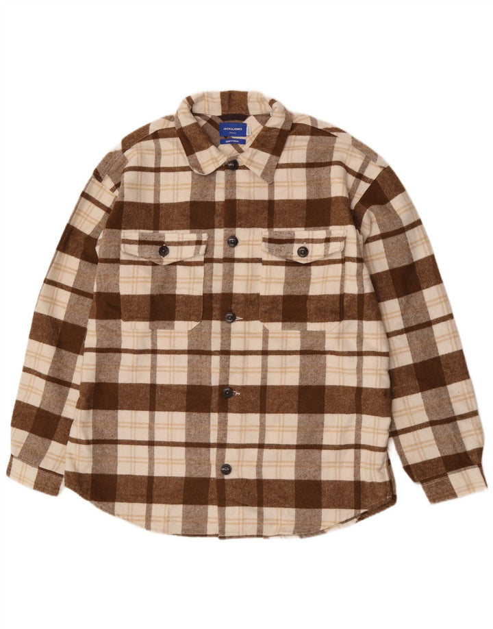 Jack & Jones herre flannelskjorte XL brun ternet polyester