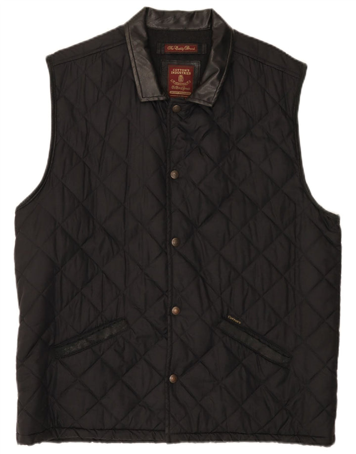Cotton's Industries Mens Quilted Gilet UK 38 Medium Black
