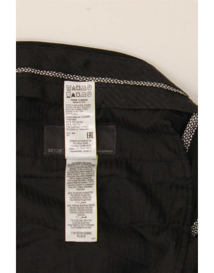 Pantaloni da abito slim da uomo Marks & Spencer W38 L29 poliestere nero