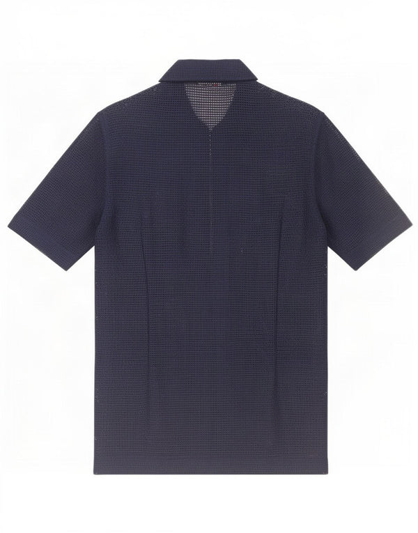 Vintage Mens See Through Short Sleeve Shirt Small Navy Blue