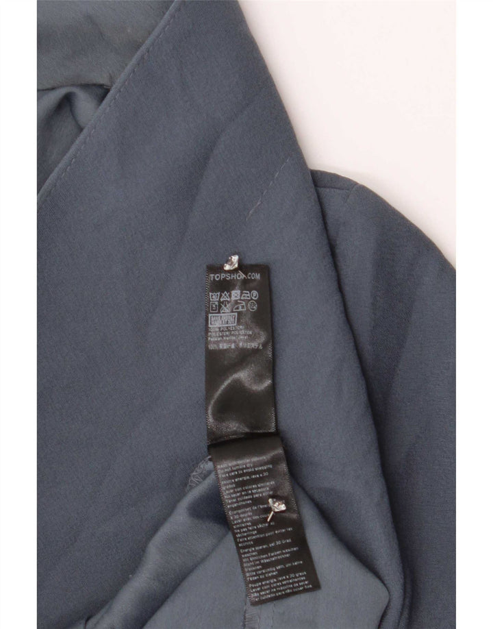Topshop Womens Double Breasted Blazer Jacket UK 10 Small Blue Polyester
