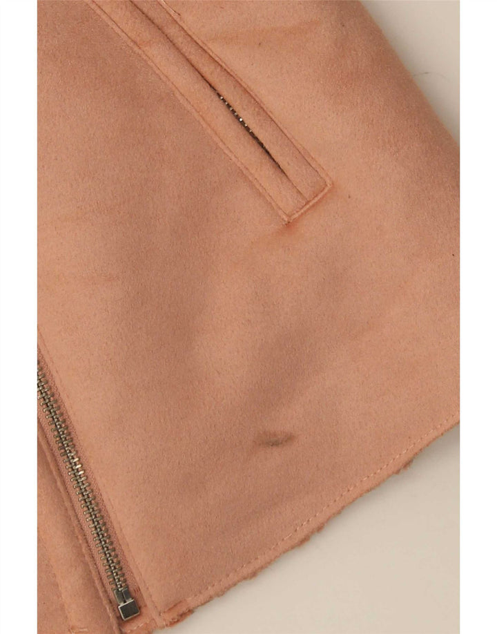 Zara Womens Sherpa Jacket UK 10 Small Pink Polyester