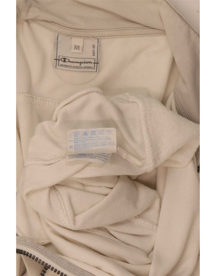 Champion Womens Easy Fit Tracksuit Top Jacket UK 14 Medium Beige Cotton