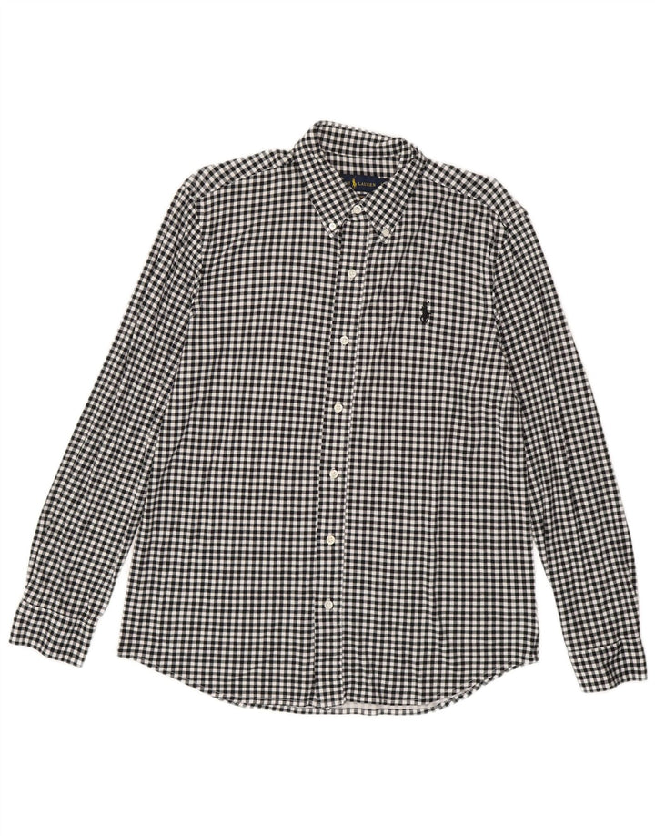 Ralph Lauren Mens Flannel Shirt Large Black Gingham Cotton