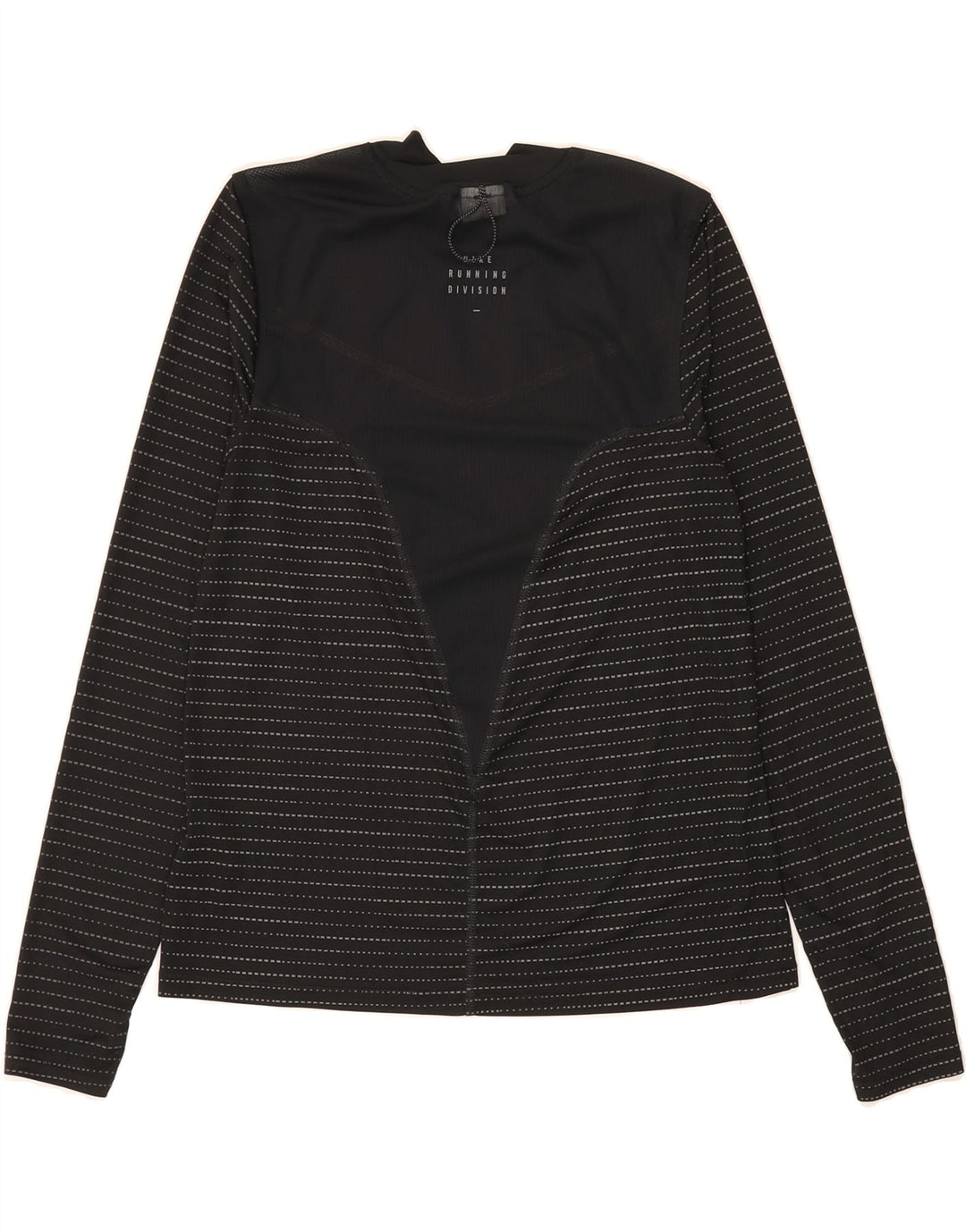 NIKE Womens Dri Fit Top Long Sleeve UK 10 Small Black Striped Polyester Vintage Nike and Second-Hand Nike from Messina Hembry 
