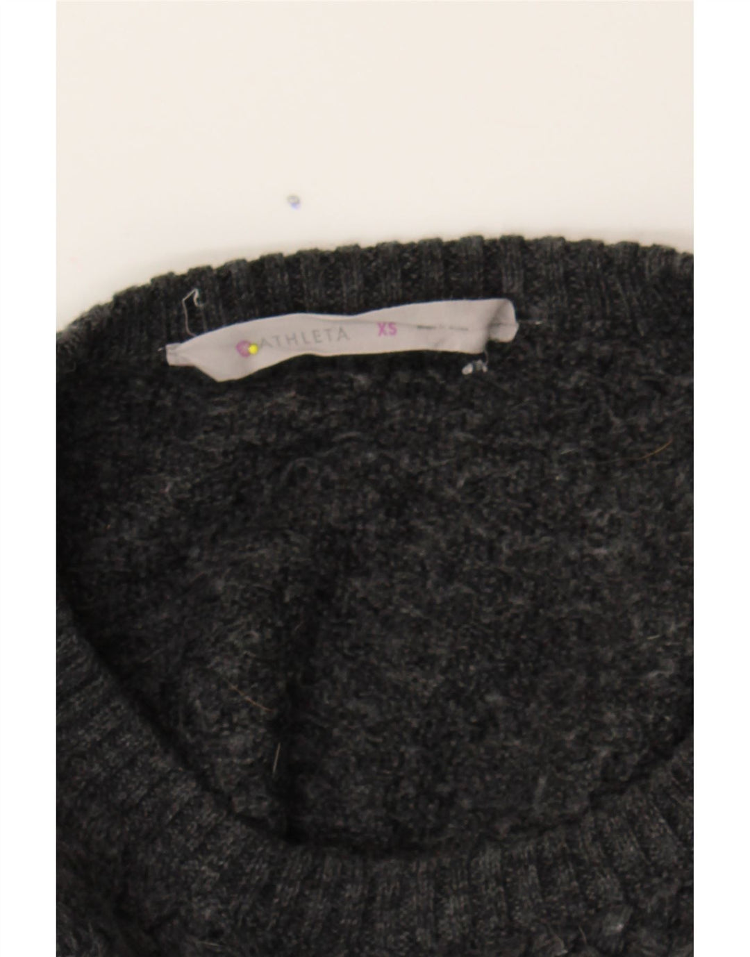 ATHLETA Womens Oversized Boat Neck Jumper Sweater UK 6 XS Grey Polyester Vintage Athleta and Second-Hand Athleta from Messina Hembry 