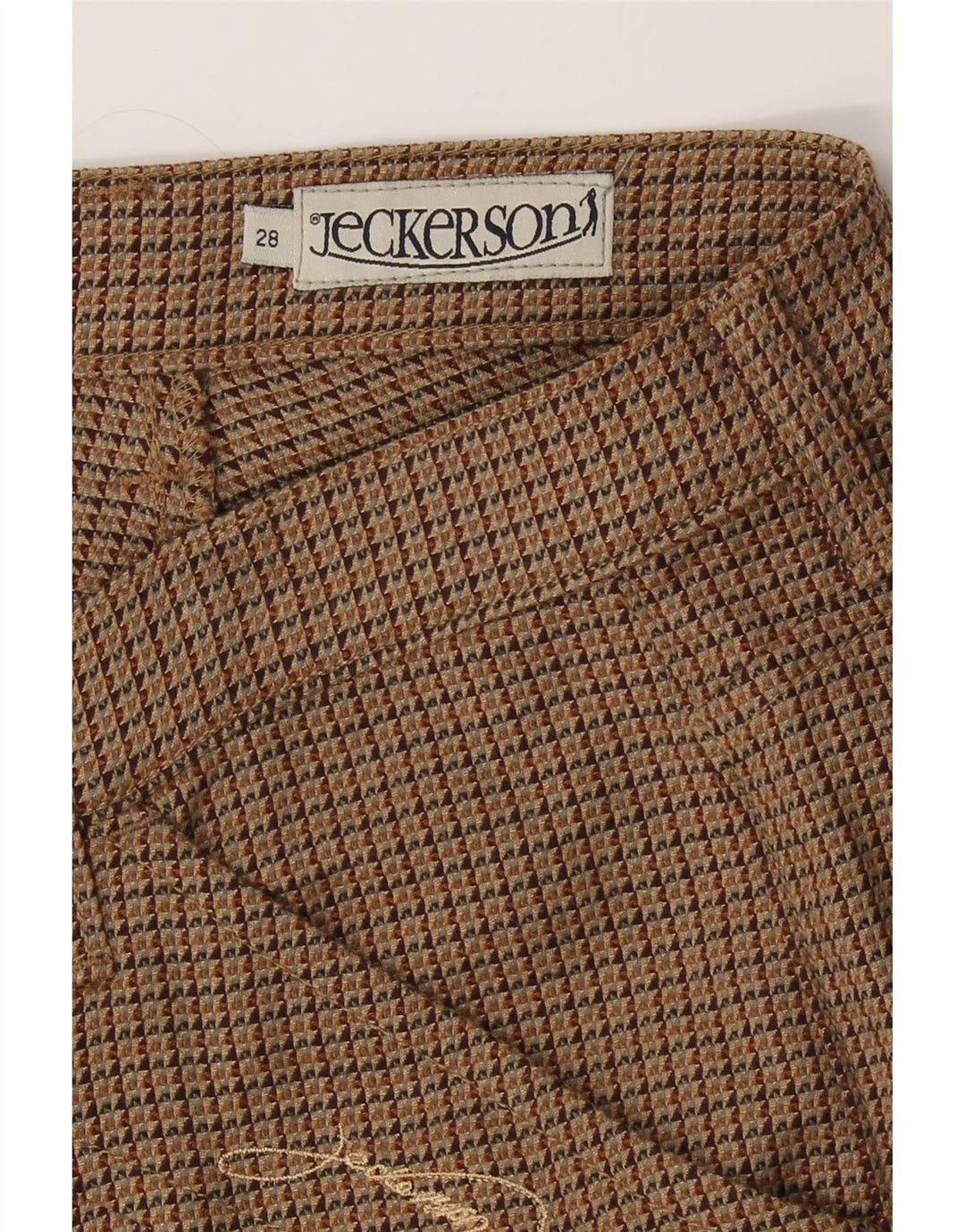 JECKERSON Womens Straight Trousers W28 L33 Brown Houndstooth Cotton Vintage Jeckerson and Second-Hand Jeckerson from Messina Hembry 