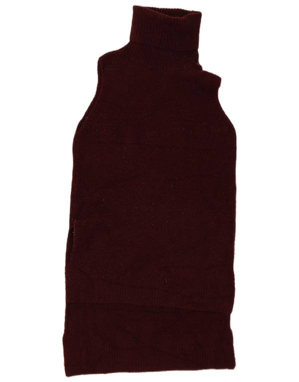 Zara Womens Sleeveless Jumper Dress UK 14 Medium Burgundy Acrylic