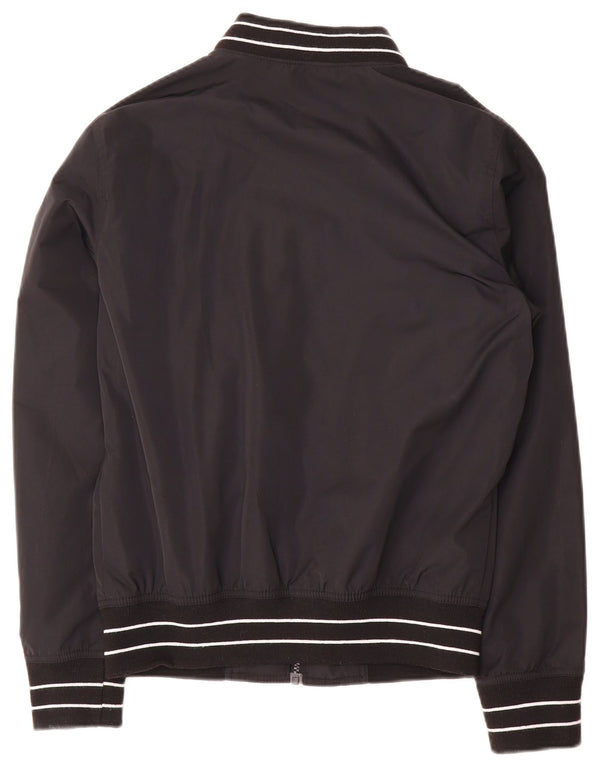 Hollister Mens Bomber Jacket UK 34 XS Black Striped Polyester