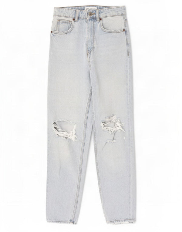 Женские потертые джинсы с высокой талией Zara EU 32 2XS W22 L26 синие