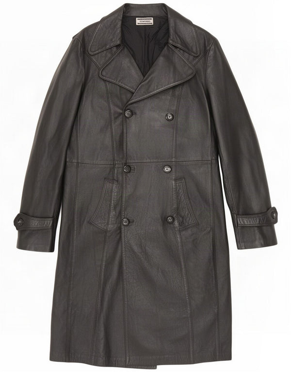 Abrigo cruzado de cuero para mujer Marcos IT 56 4XL Negro