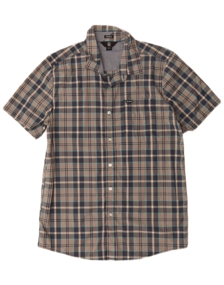 Volcom Herren-Hemd, kurzärmelig, moderne Passform, groß, grau kariert, Baumwolle