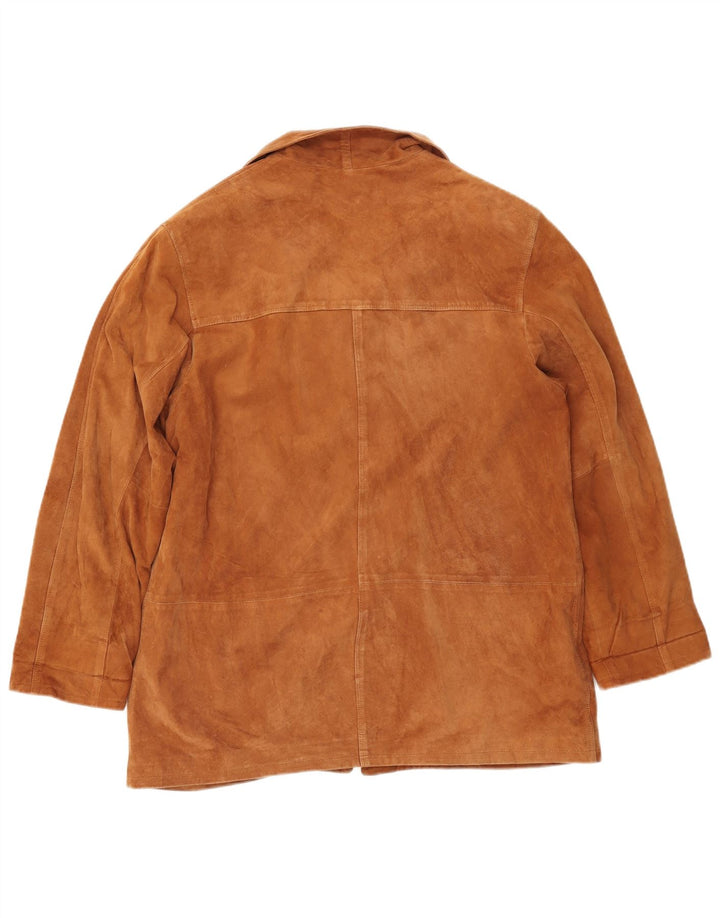 MICHELANGELO Womens Suede Jacket IT 48 XL Brown Leather