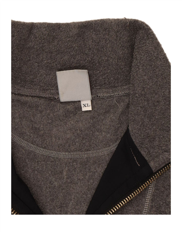 MEETING Mens Zip Neck Fleece Jumper XL Grey Polyester Vintage Meeting and Second-Hand Meeting from Messina Hembry 