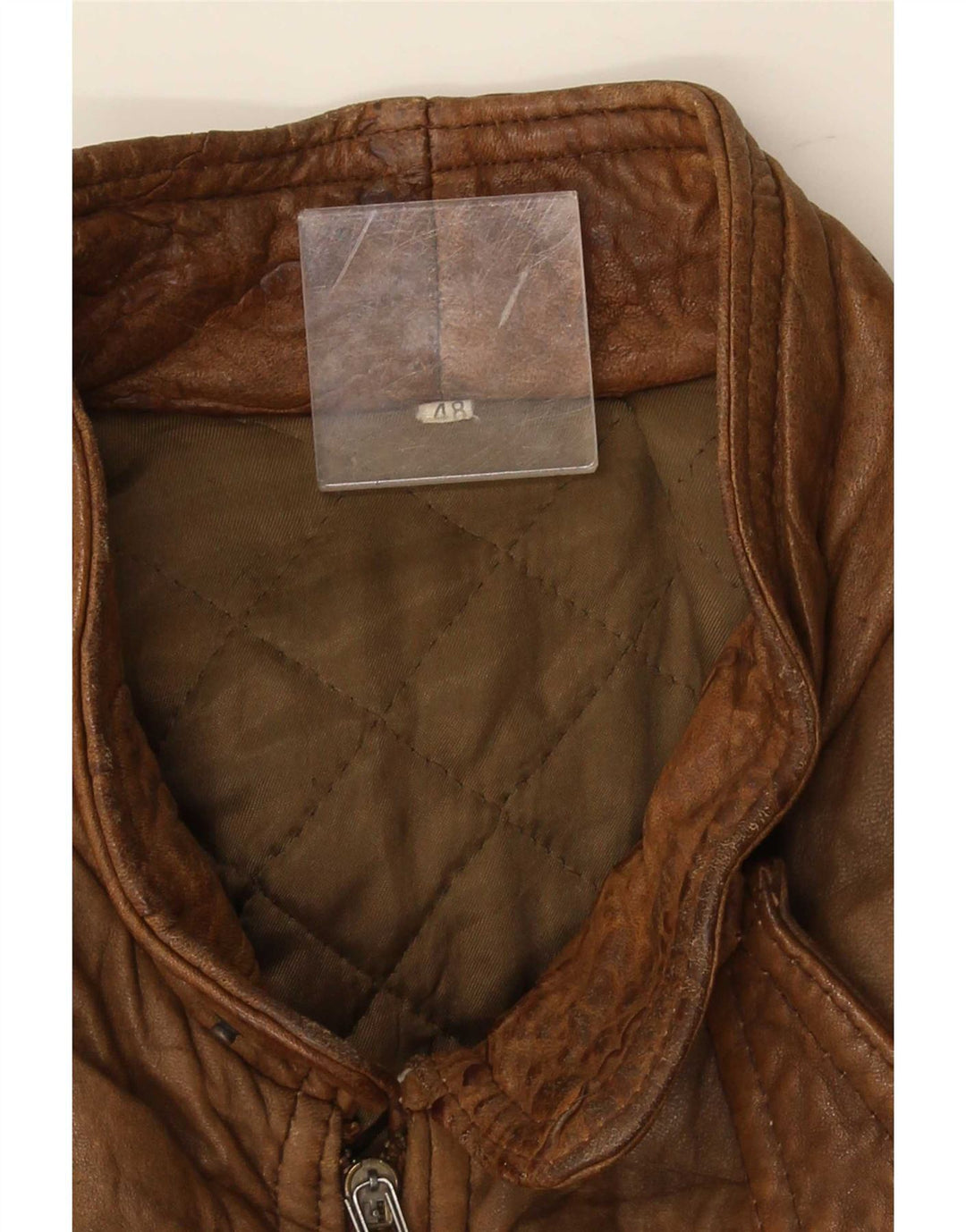 Chaqueta de cuero vintage para hombre IT 48 Marrón medio