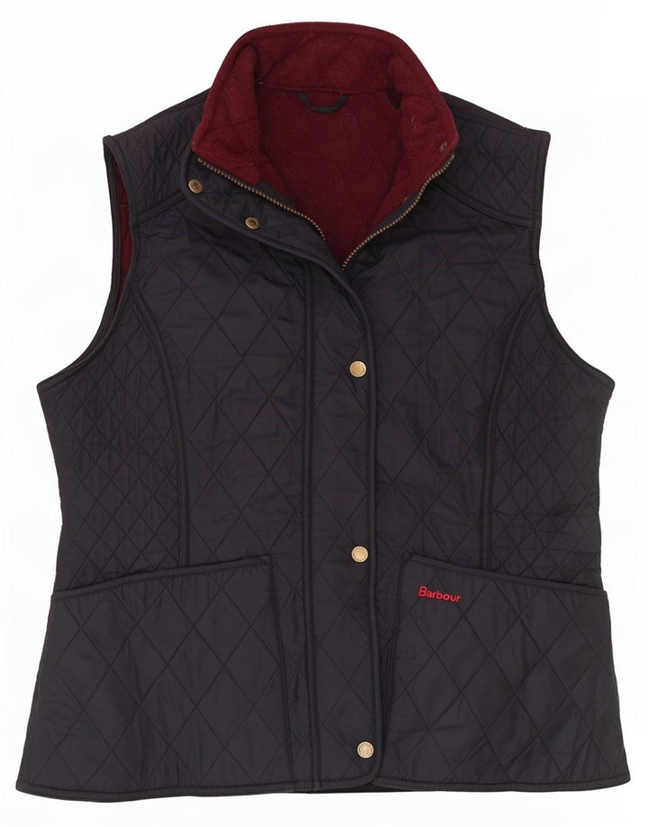 Barbour női steppelt Gilet UK 16 nagy fekete poliészter klasszikus