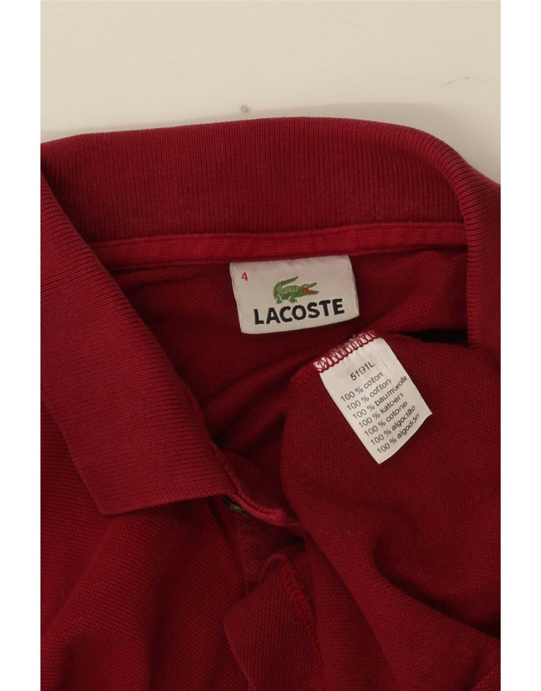Lacoste Herren-Poloshirt, Größe 4, mittelrote Baumwolle