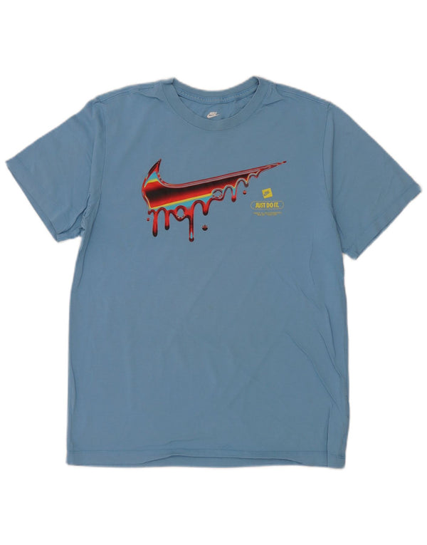 Nike Herre grafisk T-shirt Top Medium Blue Bomuld