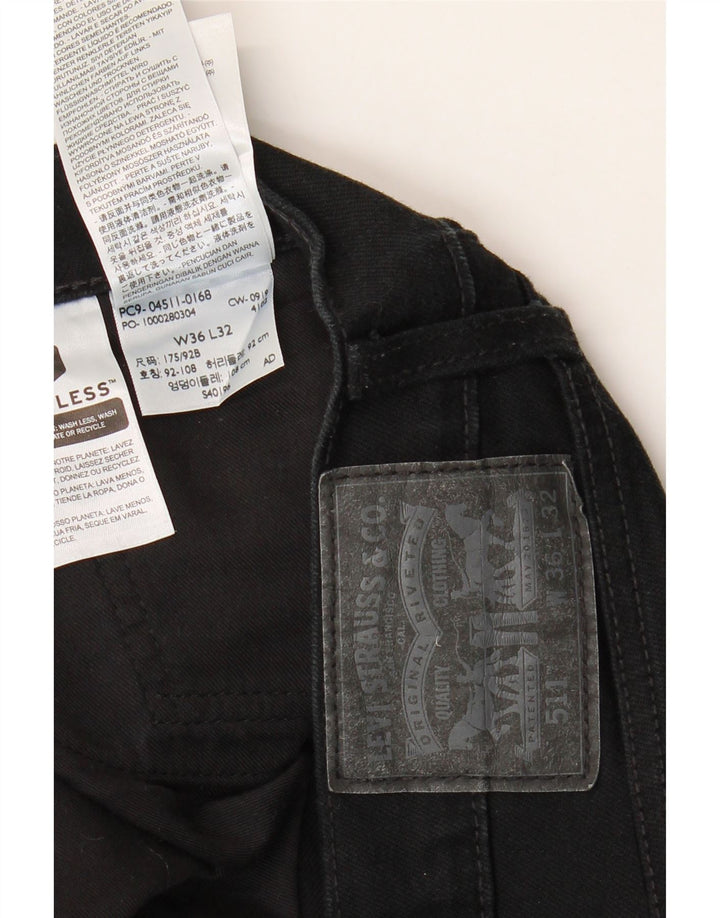 Levi's Mens 511 Slim Jeans W36 L32 Black Cotton