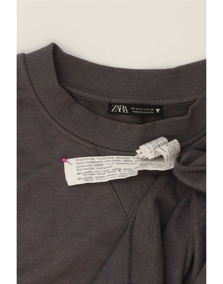 Zara Womens Oversized Sweatshirt Jumper UK 10 Small Grey Cotton